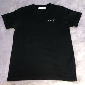 Off-White Logo S/S T-Shirt/ Black Cotton Short Sleeve with a white logo